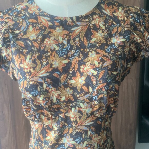 Noir Narcissus Floral Printed Cotton Long Maxi Gown Dress - Picture 2 of 9